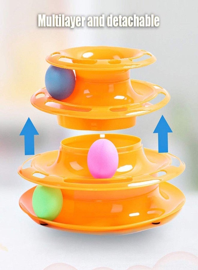 Sage Square Interactive Tower of Tracks Plastic 3 Layers Pet Game Entertainment Turntable with Colorful Ball Toy for Cats - Image 3